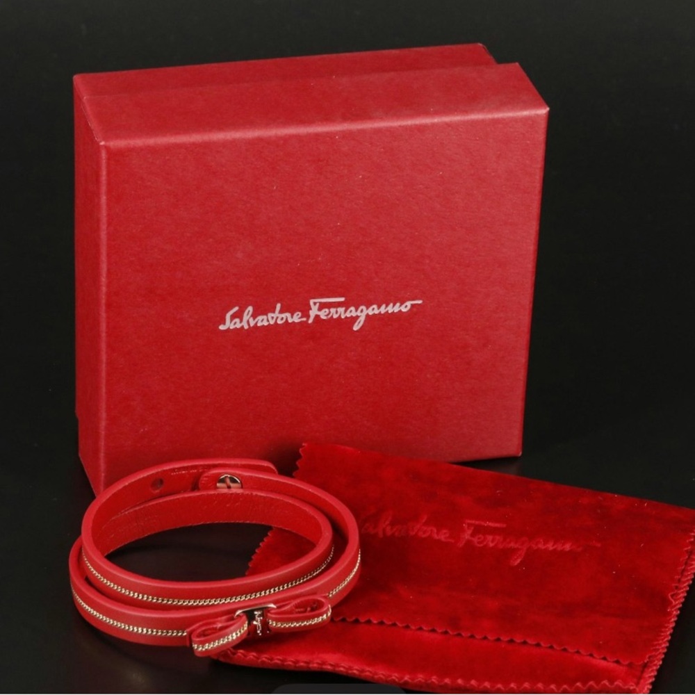 Salvatore Ferragamo Red Leather Bracelet